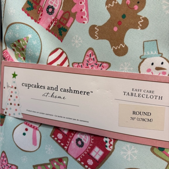 Cupcakes and Cashmere Pastel Pink
and Mint Blue Gingerbread Tablecloth round 70” - Picture 2 of 2